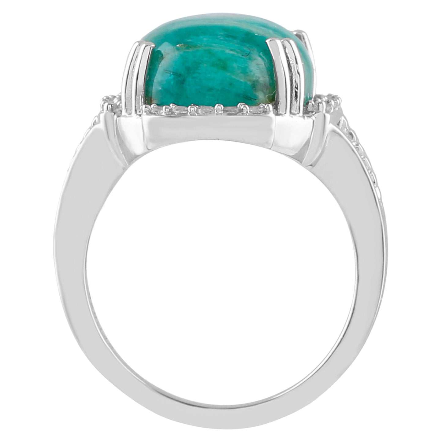 Silberring mit Zebra-Amazonit und natürlichem Zirkon