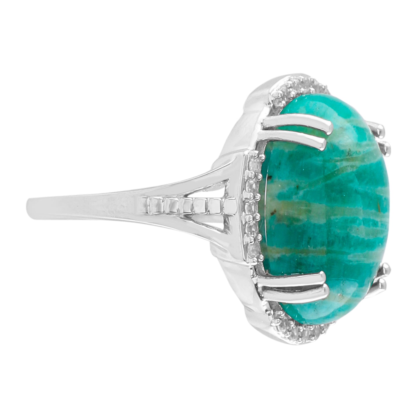 Silberring mit Zebra-Amazonit und natürlichem Zirkon