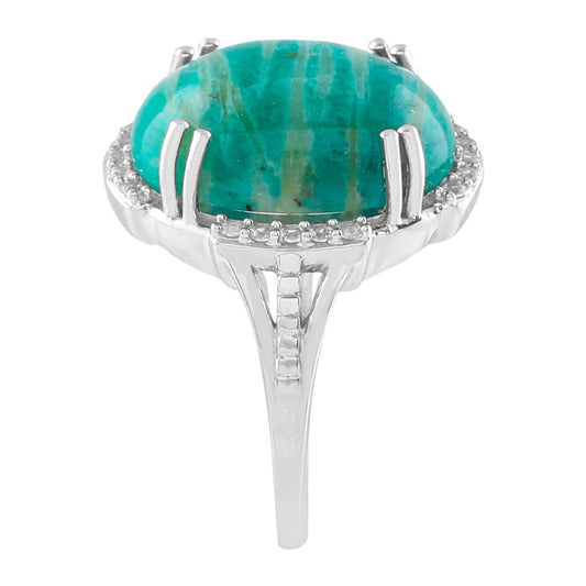 Silberring mit Zebra-Amazonit und natürlichem Zirkon