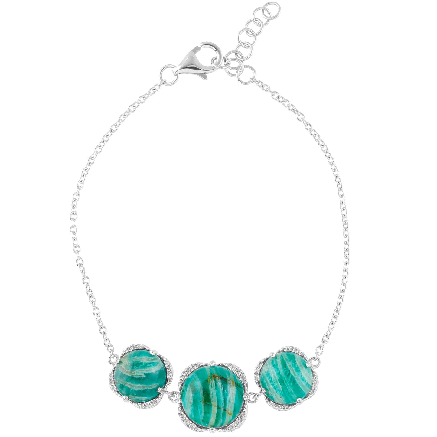 Silberarmband mit Zebra-Amazonit und natürlichem Zirkon