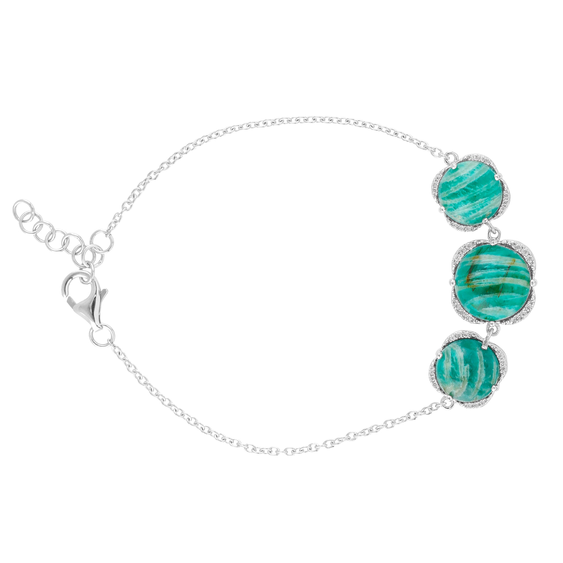 Silberarmband mit Zebra-Amazonit und natürlichem Zirkon 2 