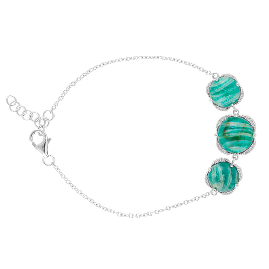 Silberarmband mit Zebra-Amazonit und natürlichem Zirkon