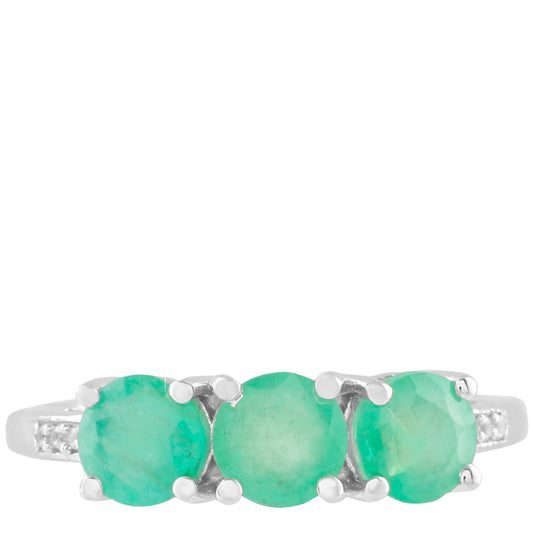 Silberring mit brasilianischem Smaragd und natürlichem Zirkon