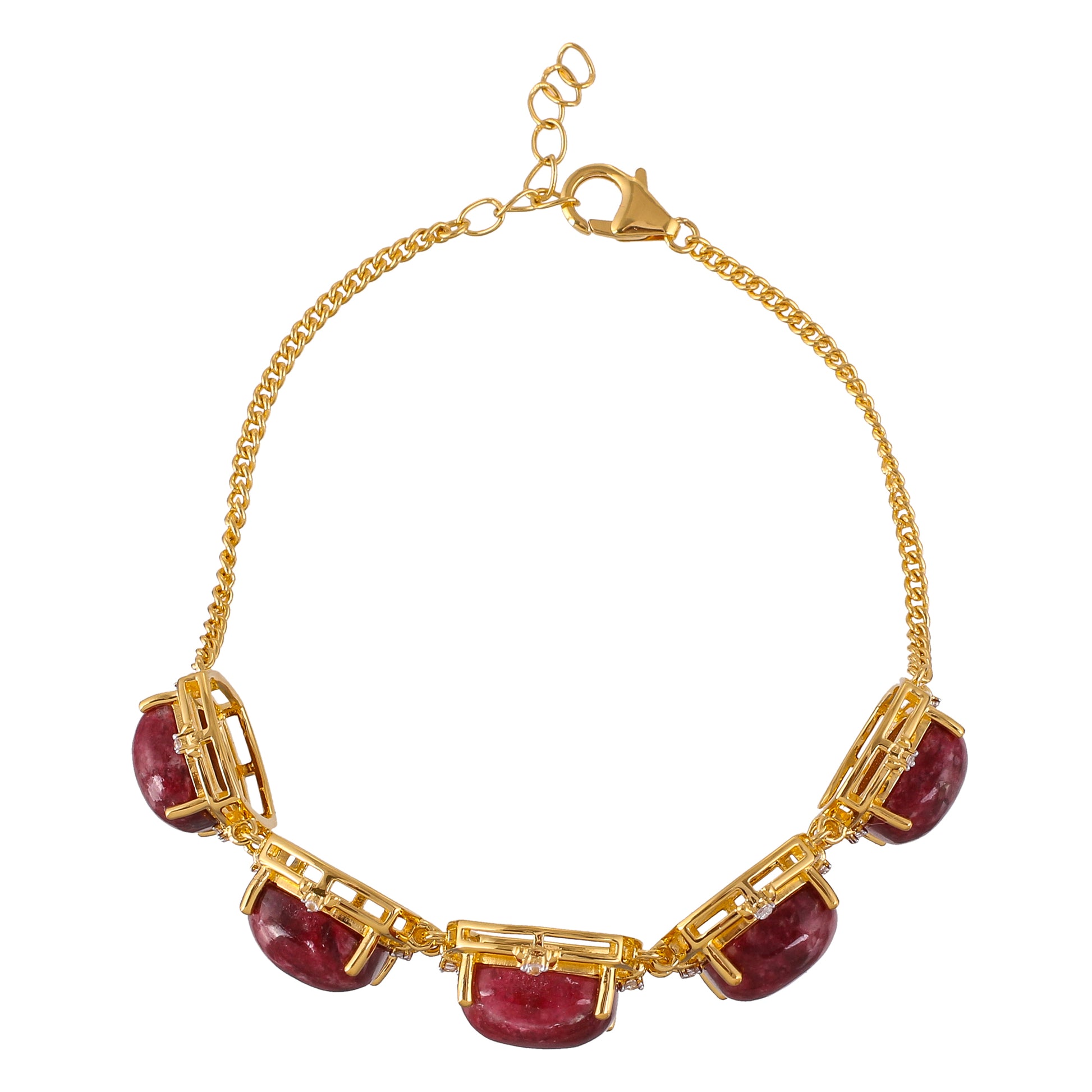 Goldplattiertes Silberarmband mit Thulit und natürlichem Zirkon 2 