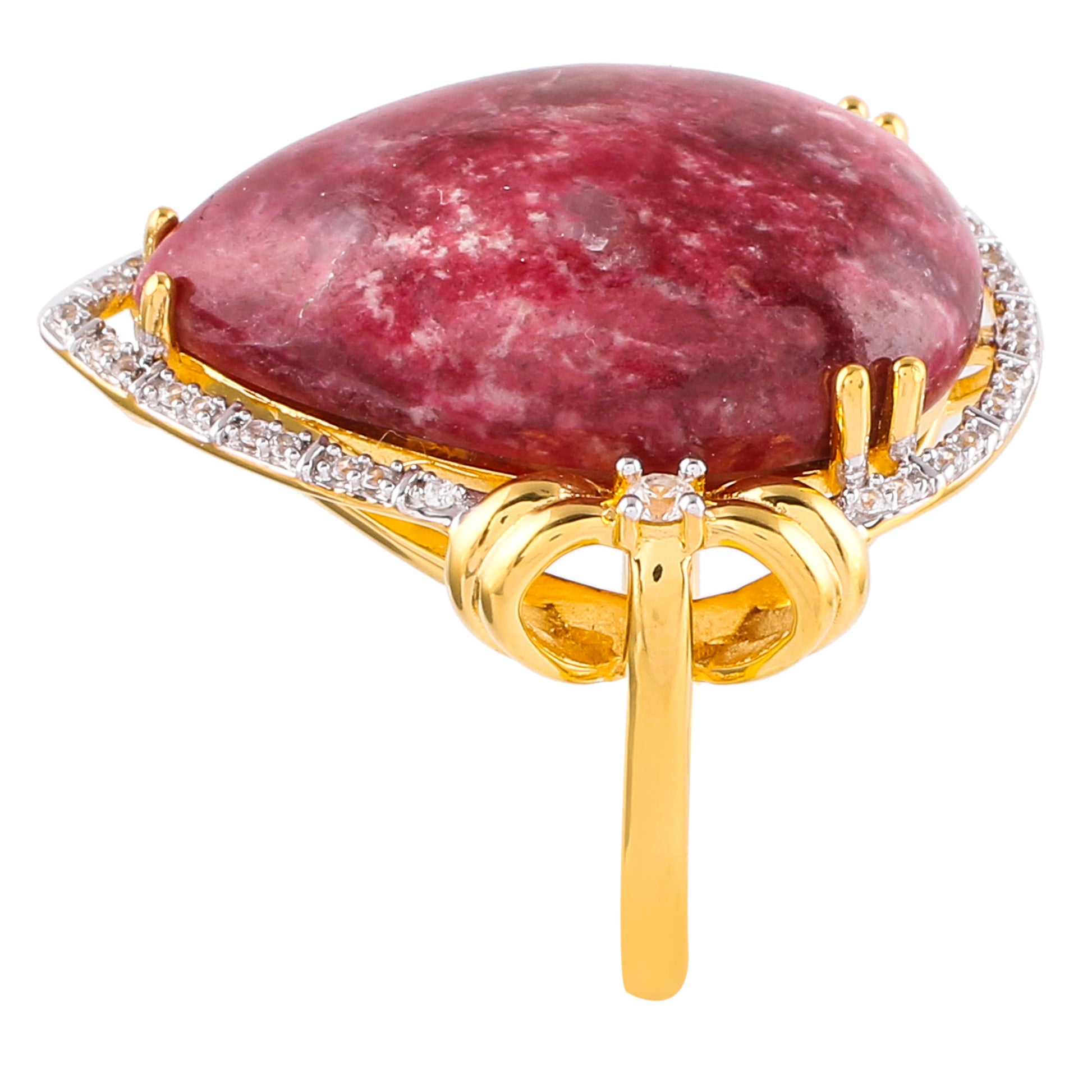 Goldplattierter Silberring mit Thulit und natürlichem Zirkon 4 