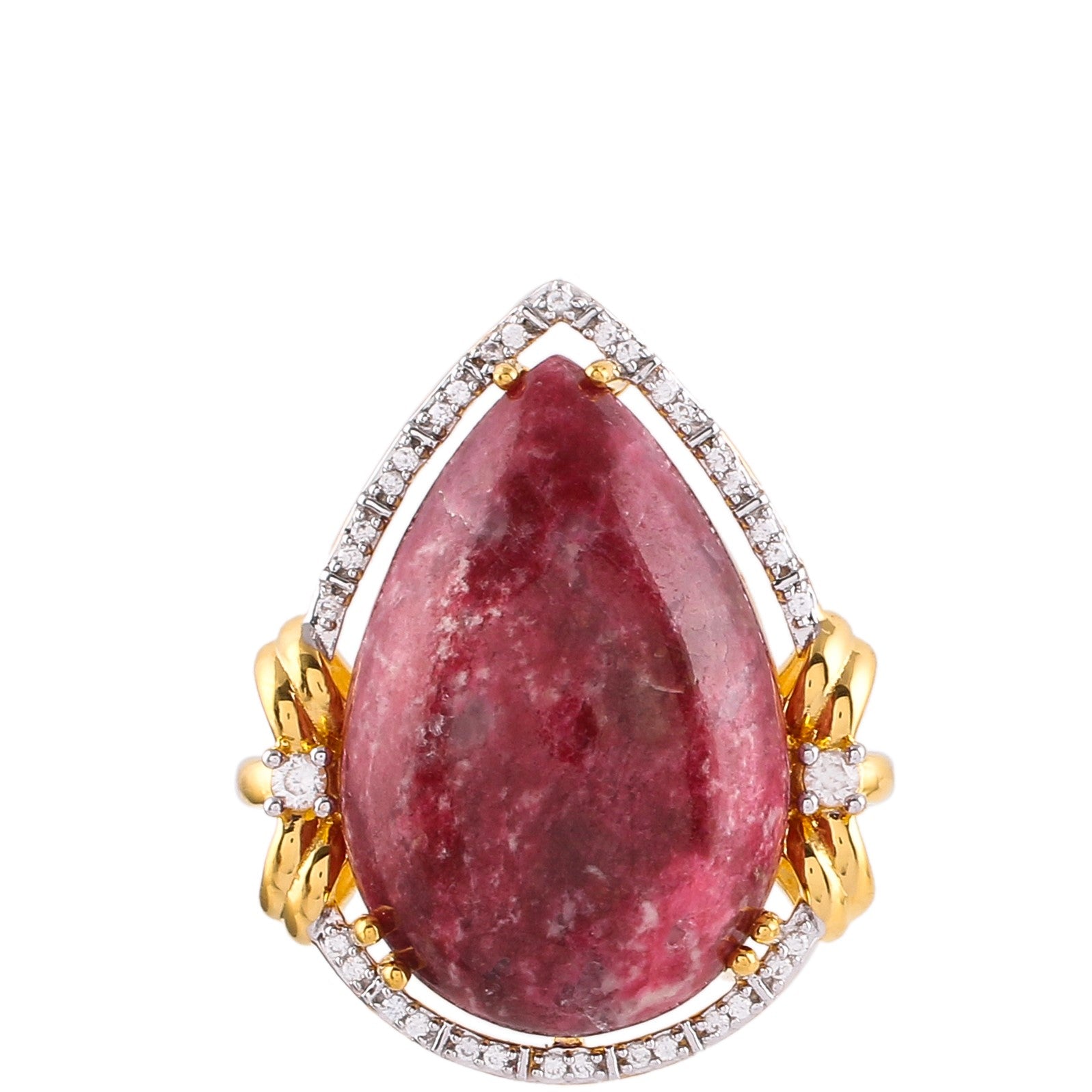 Goldplattierter Silberring mit Thulit und natürlichem Zirkon 1 