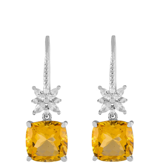 Silberohrringe mit Zitrin und natürlichem Zirkon