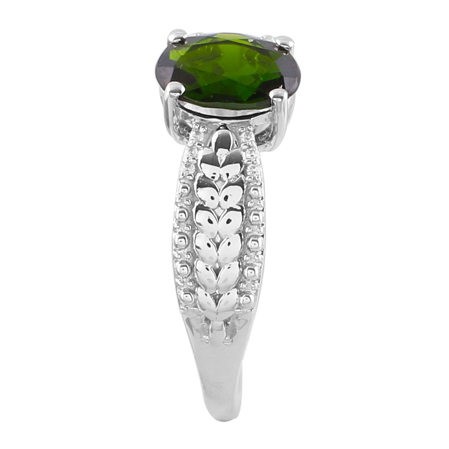 Silberring mit Chromdiopsid und natürlichem Zirkon