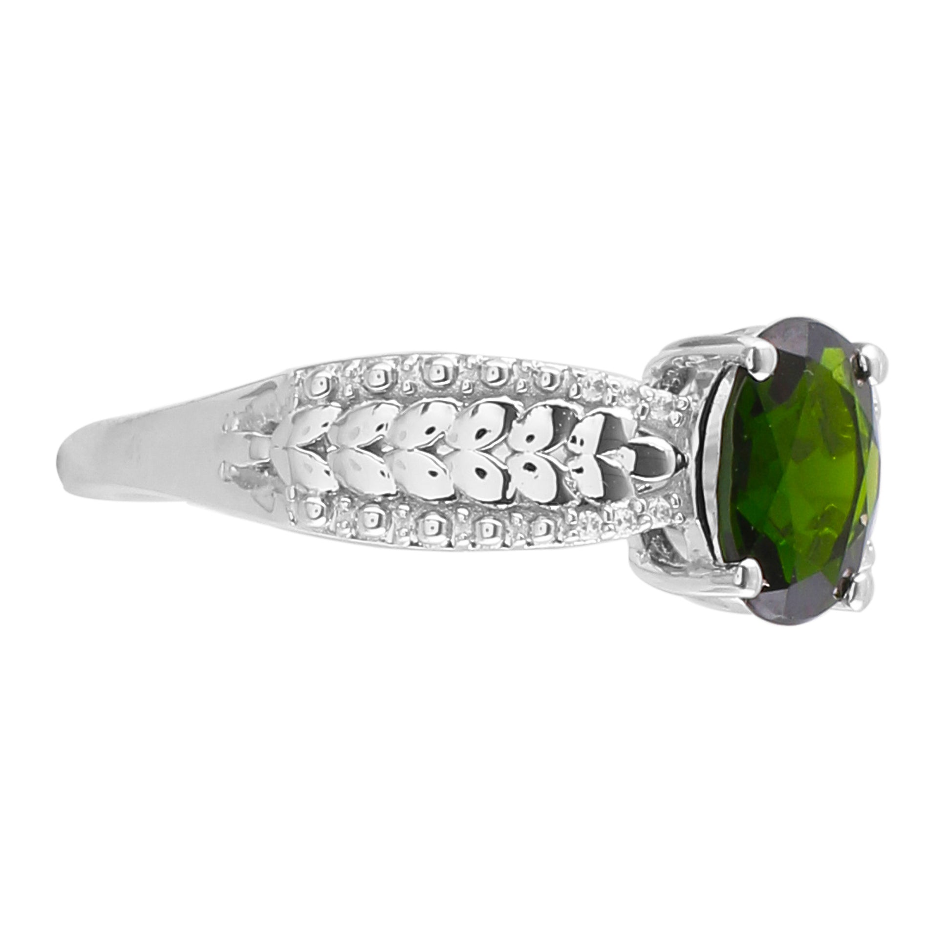 Silberring mit Chromdiopsid und natürlichem Zirkon 3 