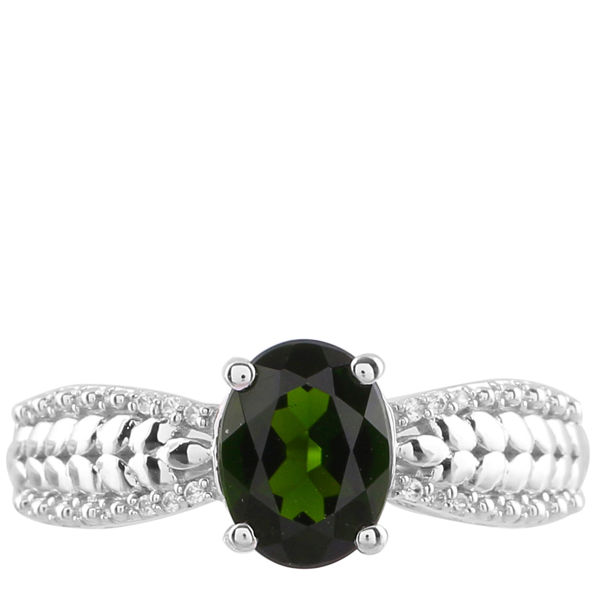 Silberring mit Chromdiopsid und natürlichem Zirkon 1 