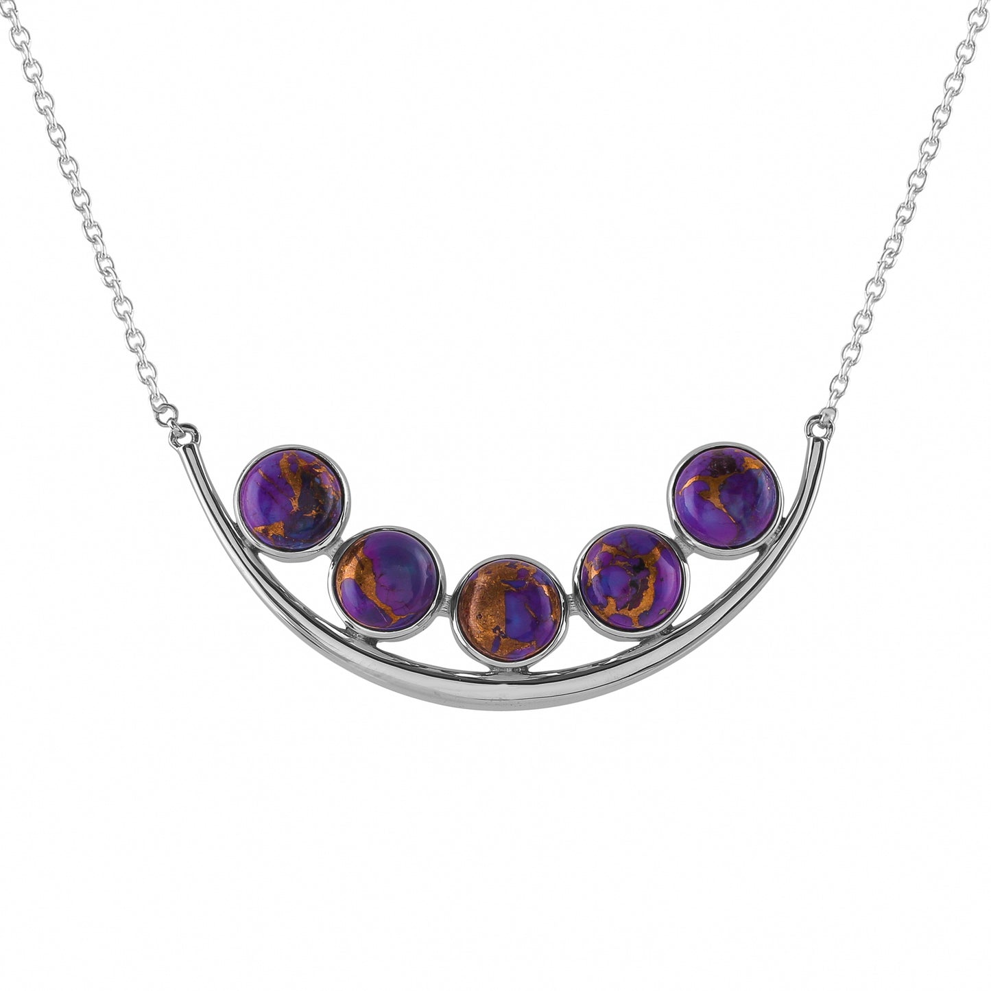 Silberhalskette mit Lilafarbenem Kupfertürkis