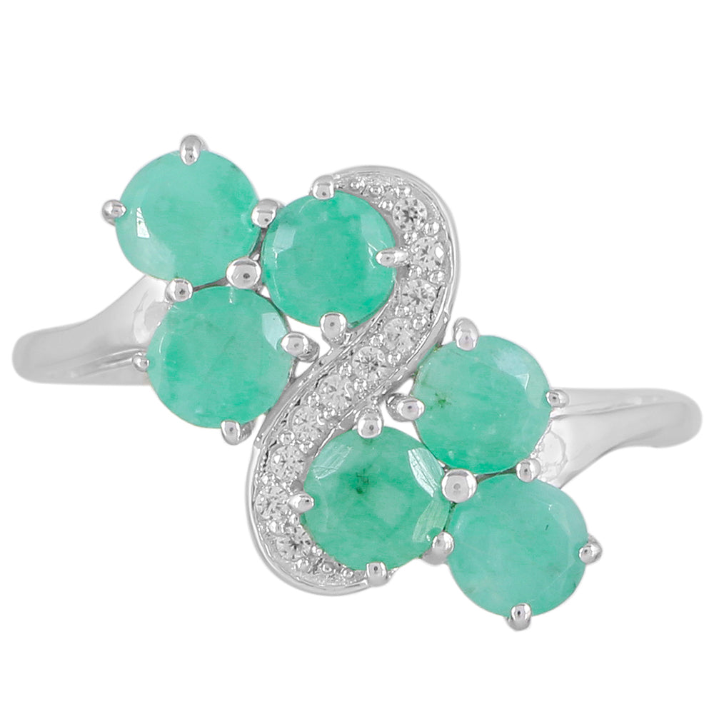 Silberring mit Smaragd und natürlichem Zirkon