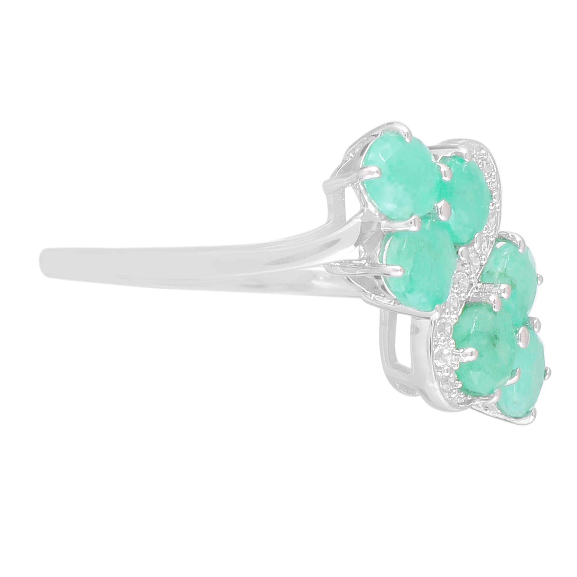 Silberring mit Smaragd und natürlichem Zirkon 2 