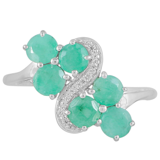 Silberring mit Smaragd und natürlichem Zirkon