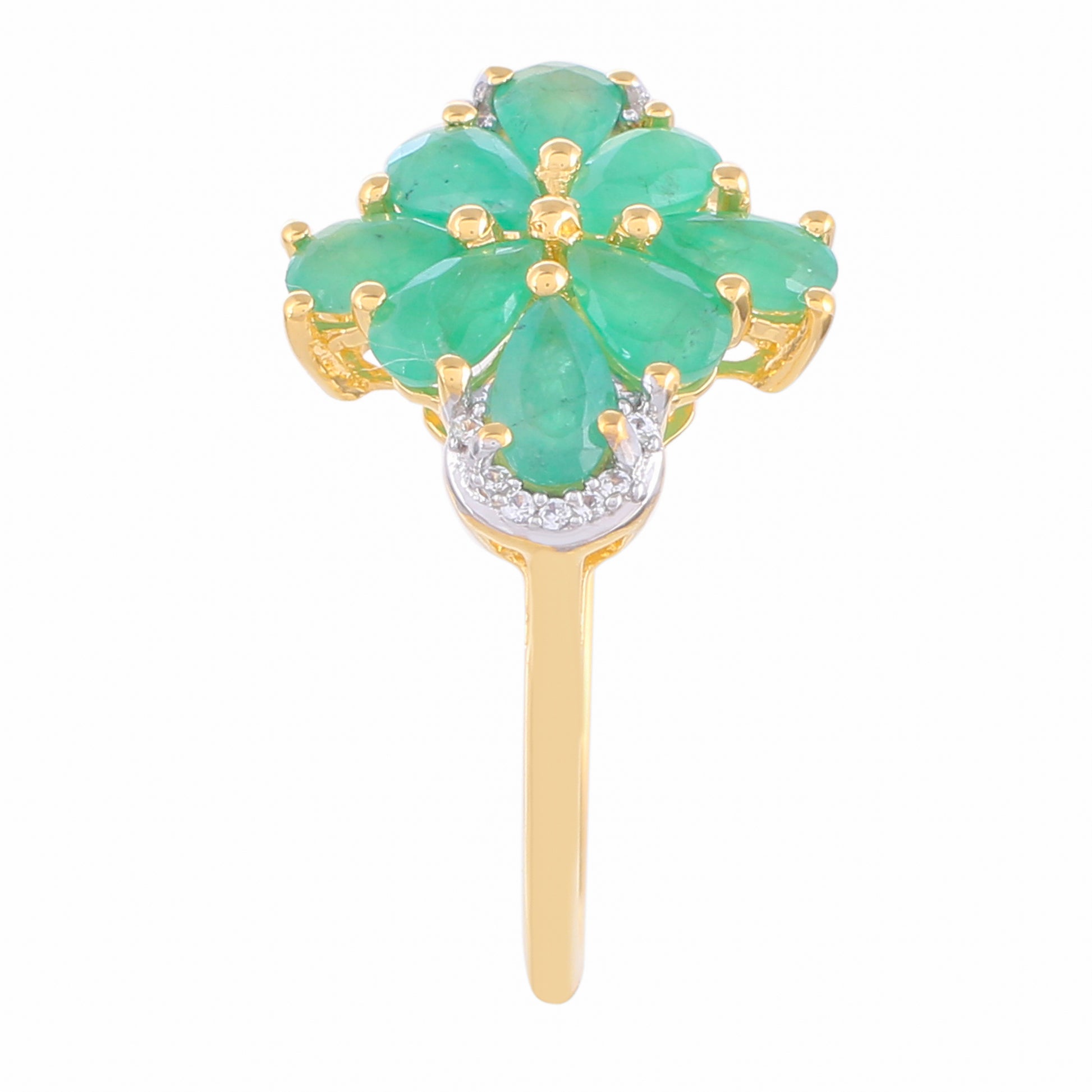 Goldplattierter Silberring mit brasilianischem Smaragd und natürlichem Zirkon 3 