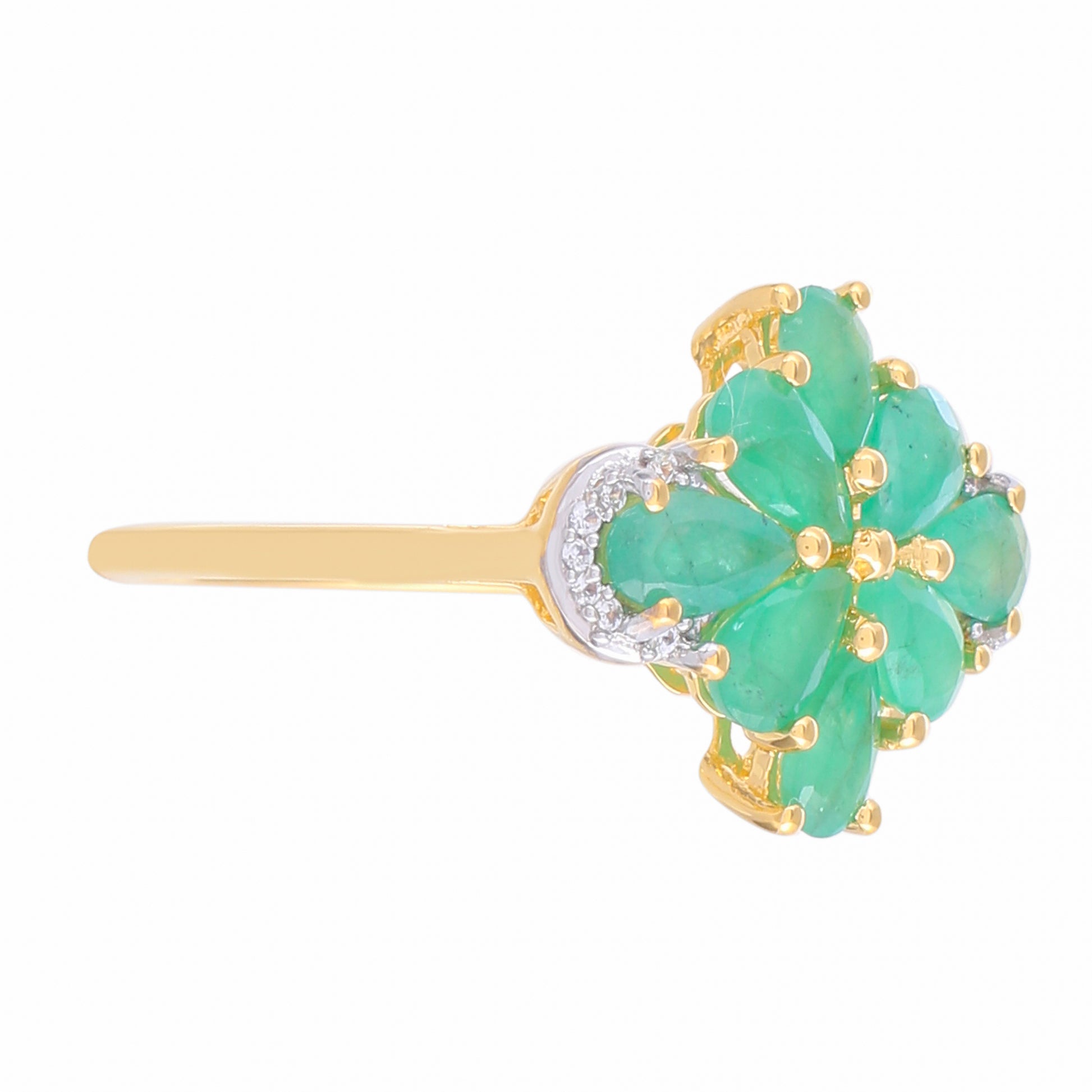 Goldplattierter Silberring mit brasilianischem Smaragd und natürlichem Zirkon 4 