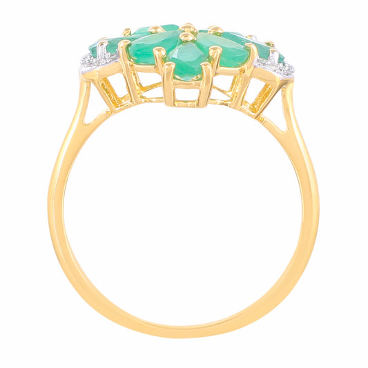 Goldplattierter Silberring mit brasilianischem Smaragd und natürlichem Zirkon