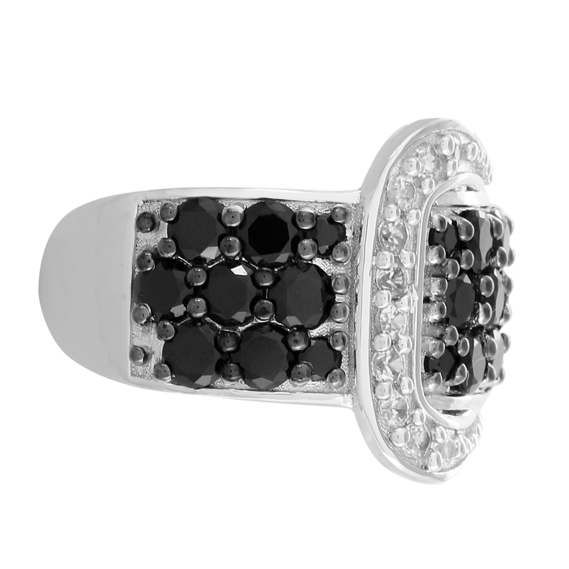 Silberring mit schwarzem Spinell und weißem Zirkon 4 