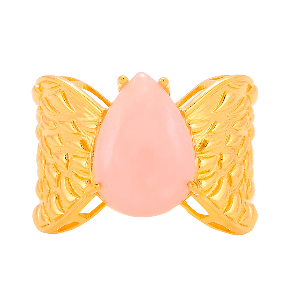 Goldplattierter Silberring mit rosafarbenem Opal 1 