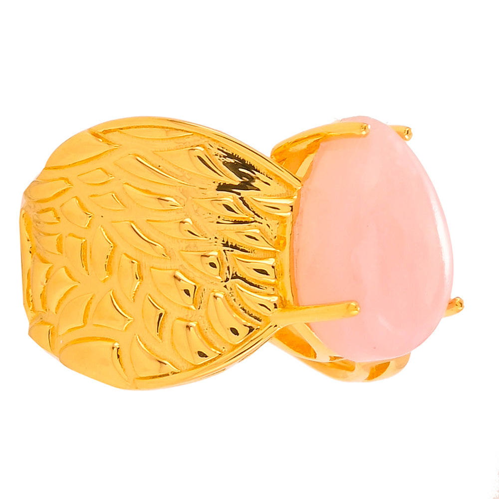 Goldplattierter Silberring mit rosafarbenem Opal 2 