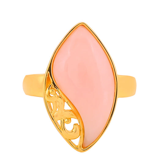 Goldplattierter Silberring mit rosafarbenem Opal