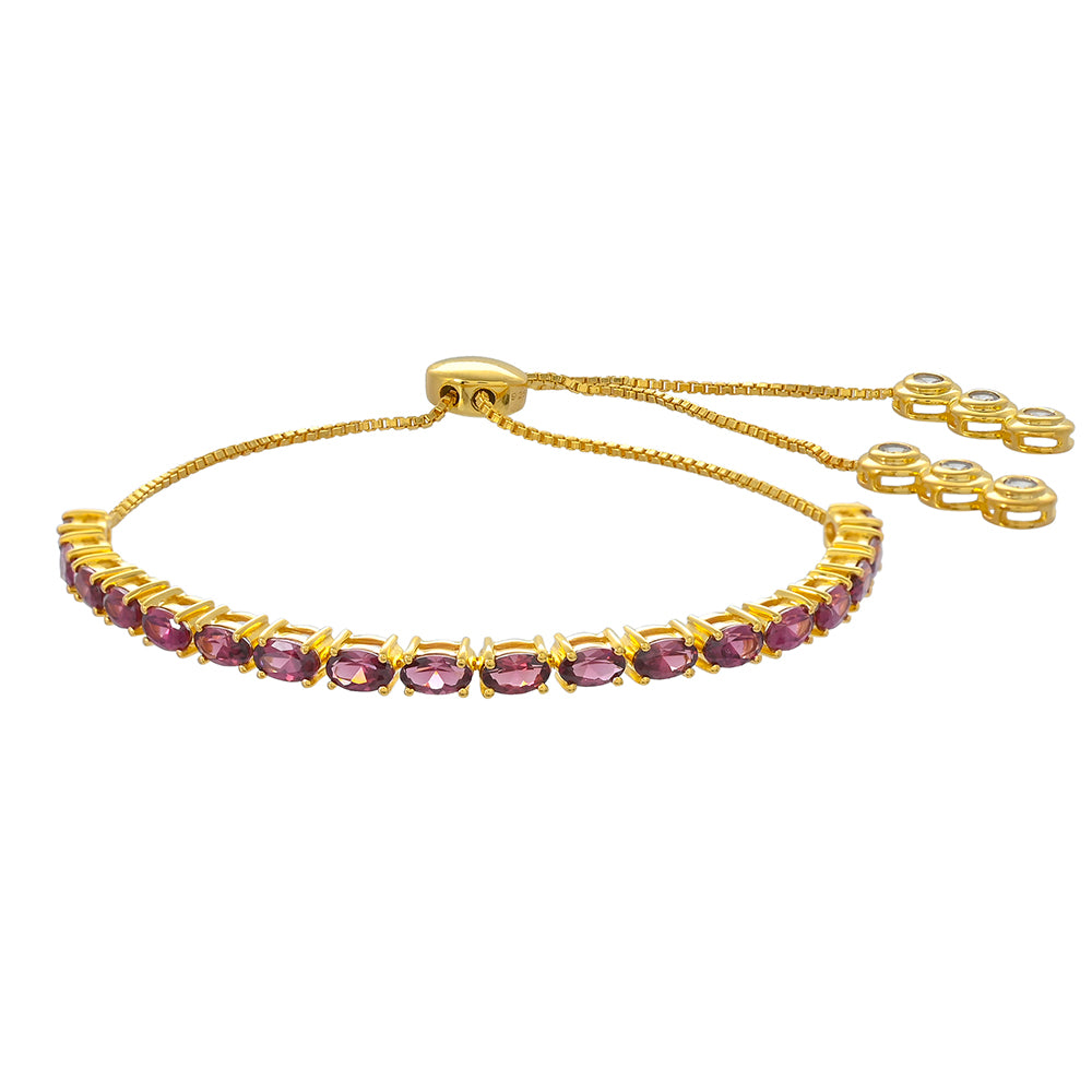 Goldplattiertes Silberarmband mit Rhodolith Granat und weißem Topas 1 