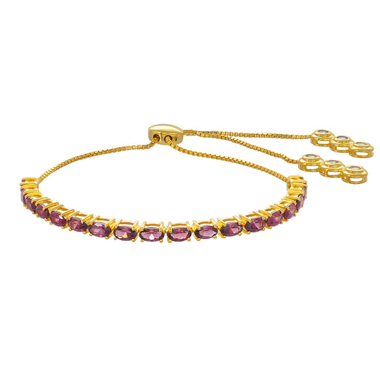 Goldplattiertes Silberarmband mit Rhodolith Granat und weißem Topas