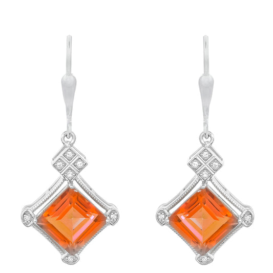 Silberohrringe mit Padparadscha Quarz und weißem Topas