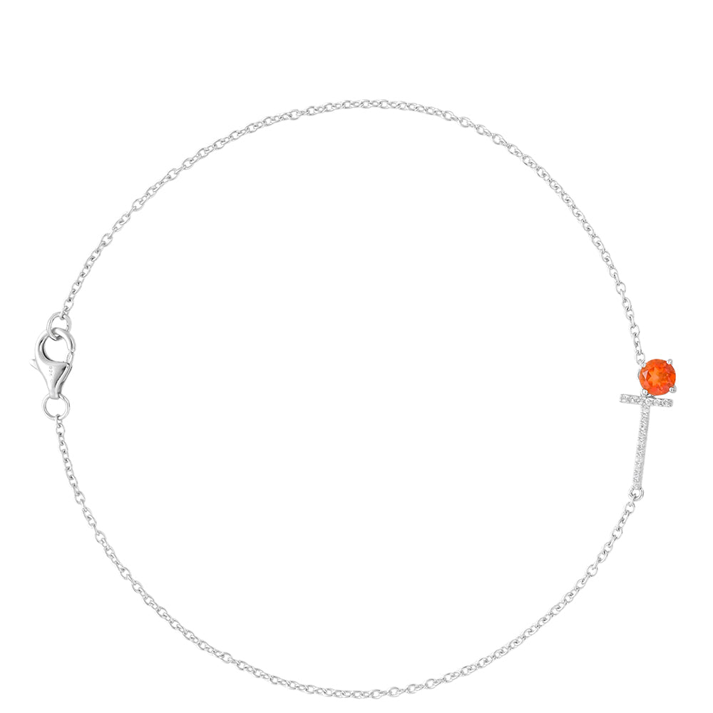 Silberarmband mit Padparadscha Quarz und weißem Topas