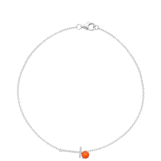 Silberarmband mit Padparadscha Quarz und weißem Topas