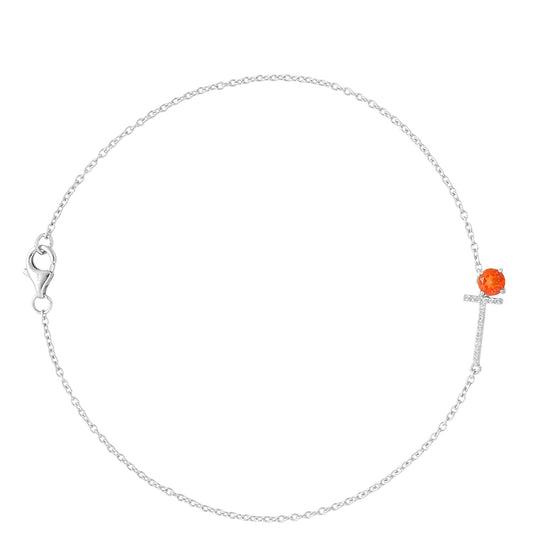 Silberarmband mit Padparadscha Quarz und weißem Topas