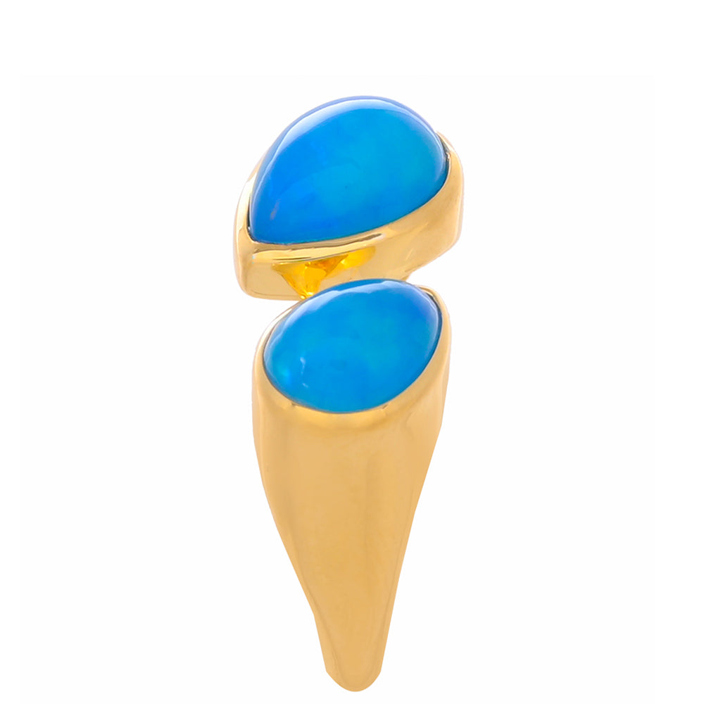 Goldplattierter Silberring mit blauem Opal aus Paraiba 2 