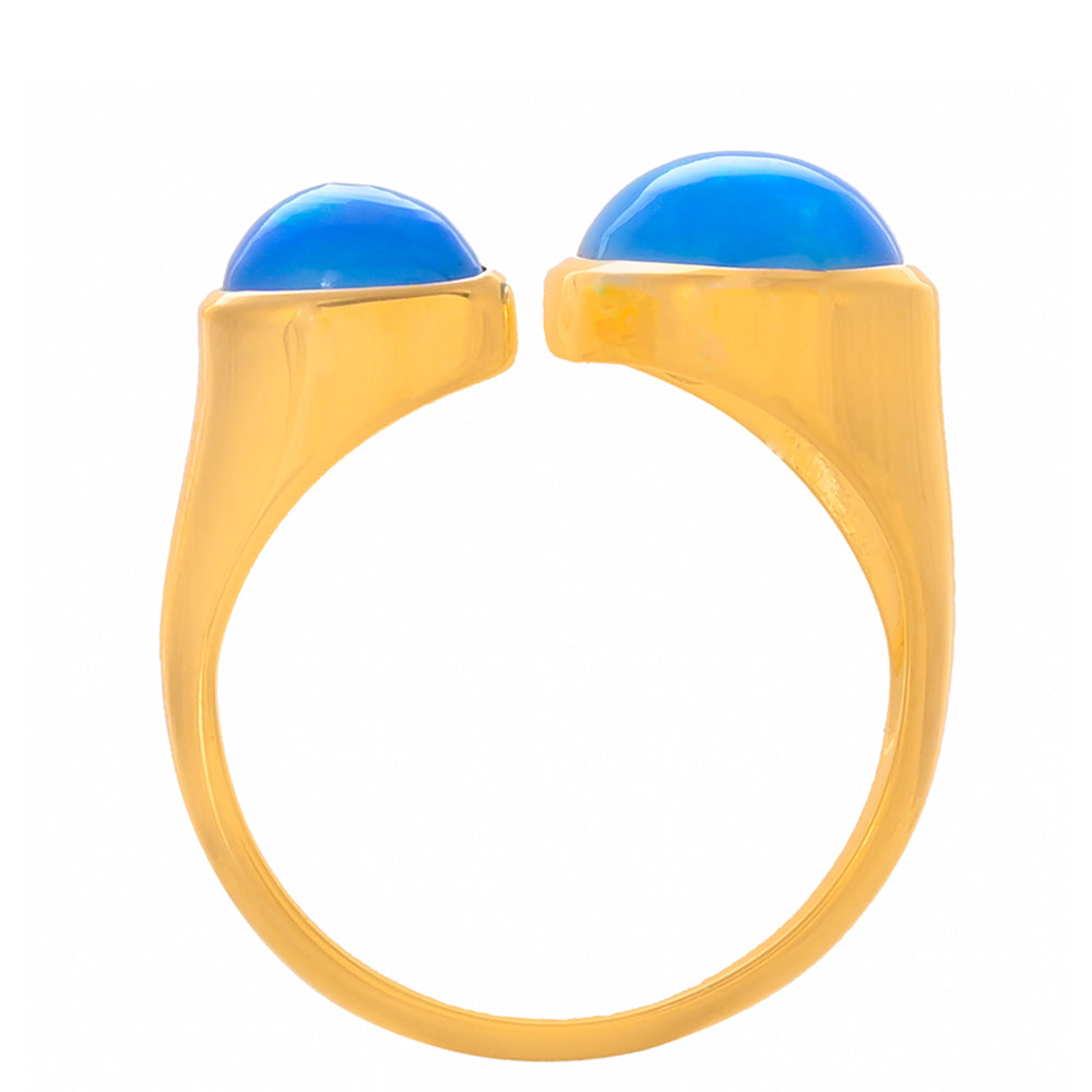 Goldplattierter Silberring mit blauem Opal aus Paraiba 4 