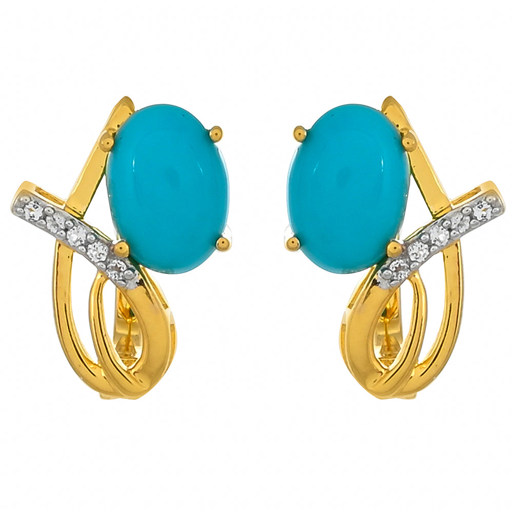 Goldplattierte Silberohrringe mit Dornröschen Türkis und weißem Topas 1 