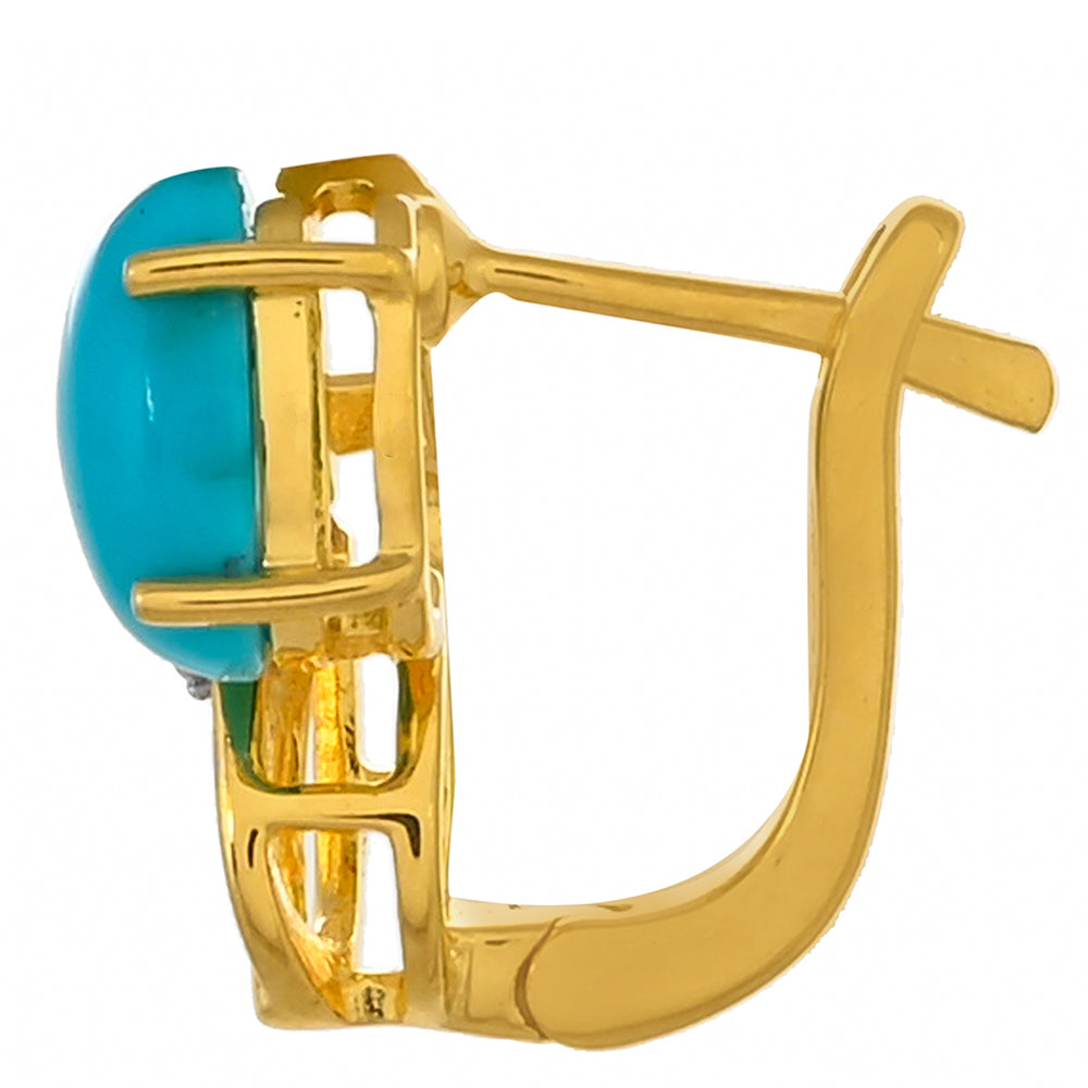 Goldplattierte Silberohrringe mit Dornröschen Türkis und weißem Topas 2 