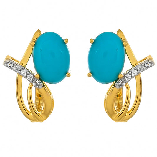 Goldplattierte Silberohrringe mit Dornröschen Türkis und weißem Topas
