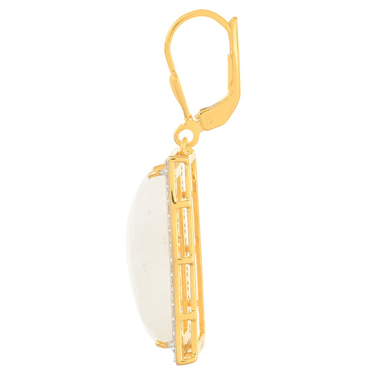 Goldplattierte Silberohrringe mit Regenbogenmondstein und weißem Topas