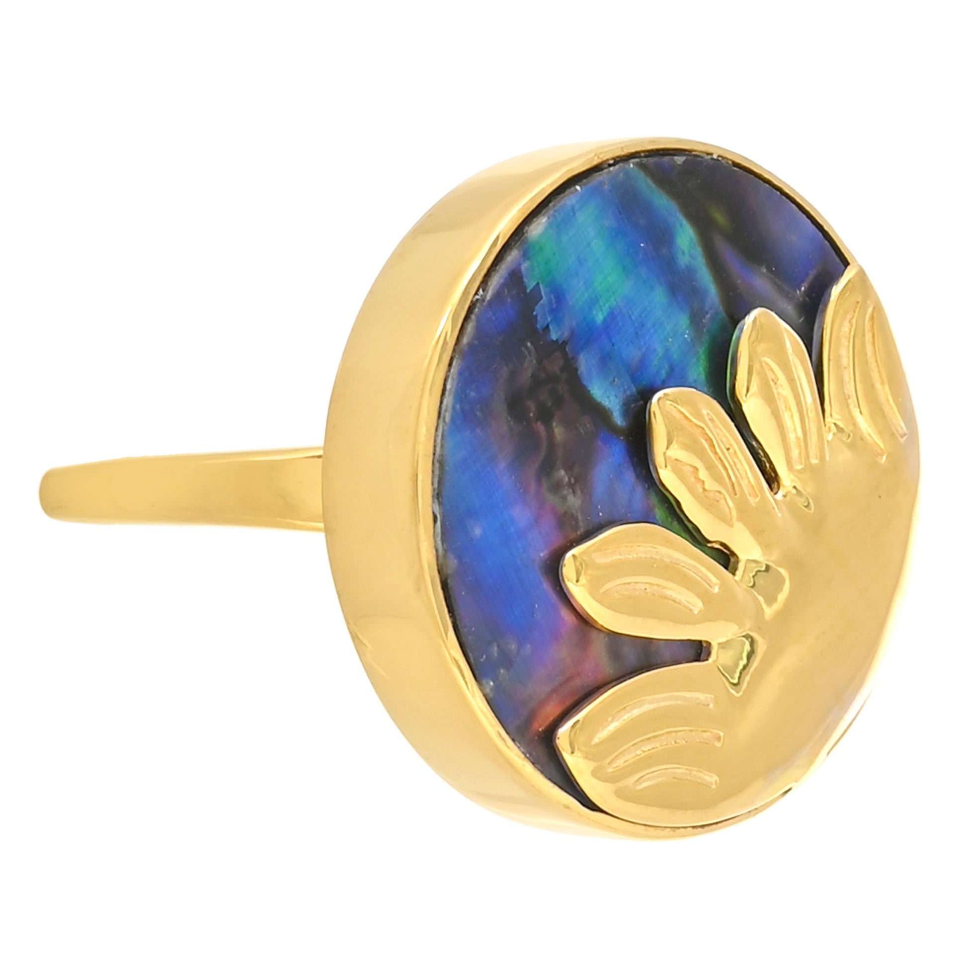 Goldplattierter Silberring mit Abalone Muschel 2 