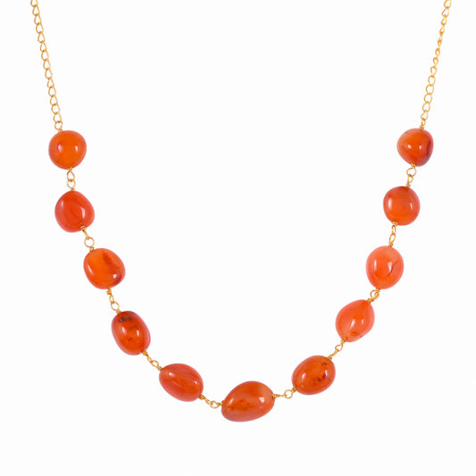 Goldplattierte Silberhalskette mit Karneol