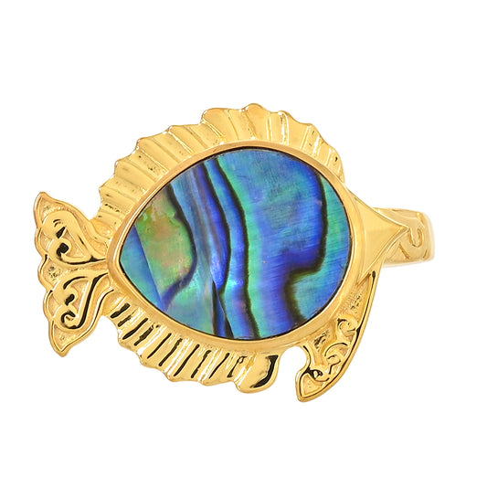 Goldplattierter Silberring mit Abalone Muschel