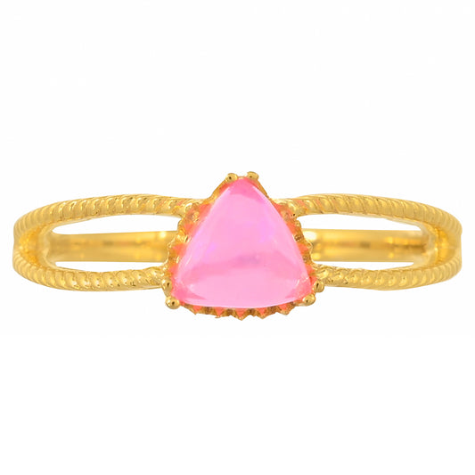 Goldplattierter Silberring mit äthiopischem neon pink Opal