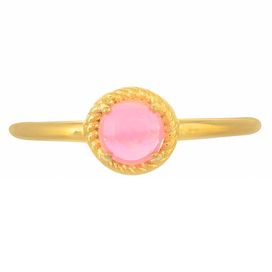 Goldplattierter Silberring mit äthiopischem neon pink Opal