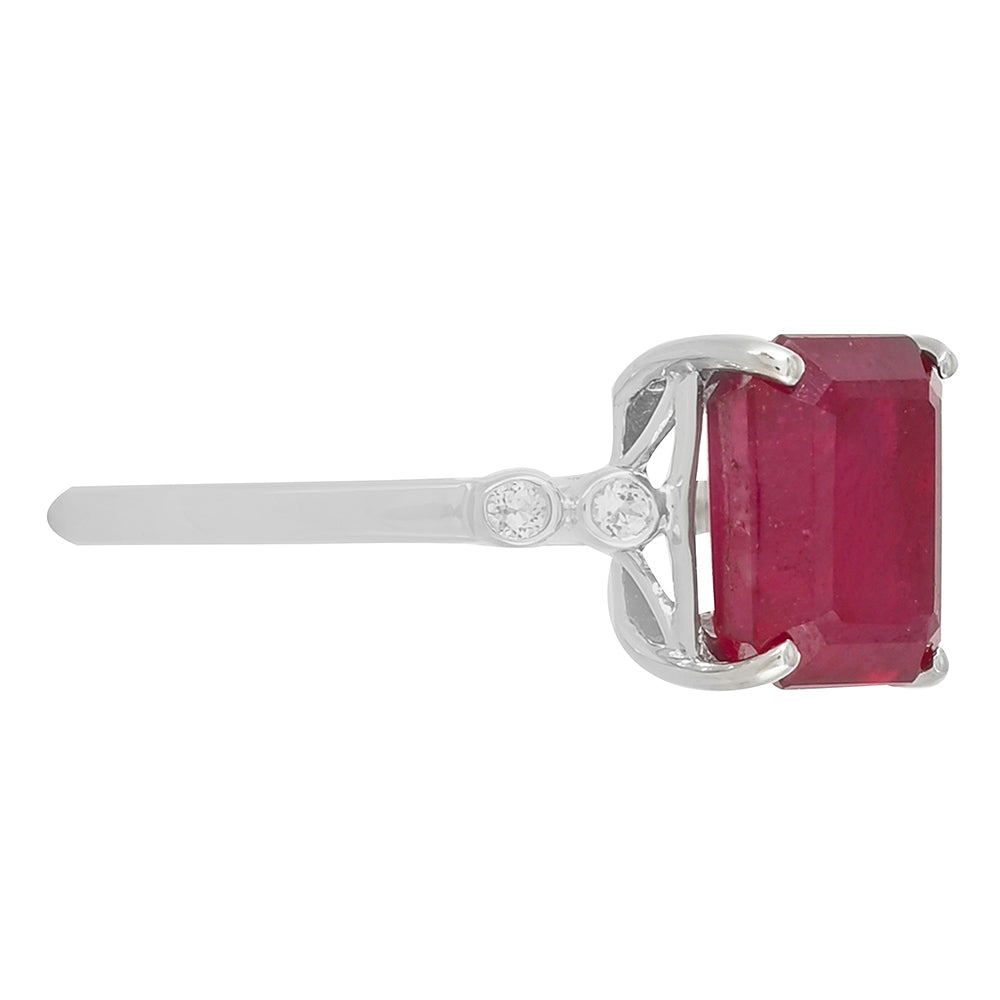 Silberring mit Rubin aus Madagaskar und weißem Topas 2 