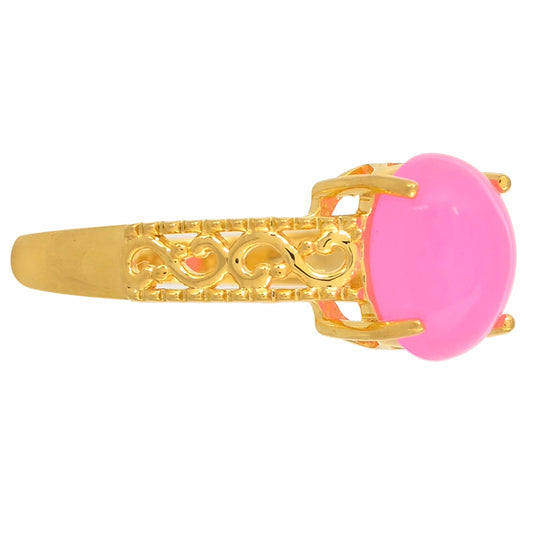 Goldplattierter Silberring mit äthiopischem neon pink Opal