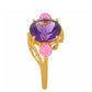 Goldplattierter Silberring mit marokkanischem Amethyst und äthiopischem neon pink Opal