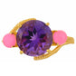 Goldplattierter Silberring mit marokkanischem Amethyst und äthiopischem neon pink Opal