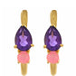 Goldplattierte Silberohrringe mit marokkanischem Amethyst und äthiopischem neon pink Opal