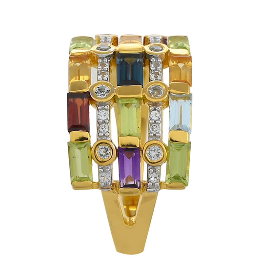 Goldplattierter Silberring mit afrikanischem Amethyst und Granat