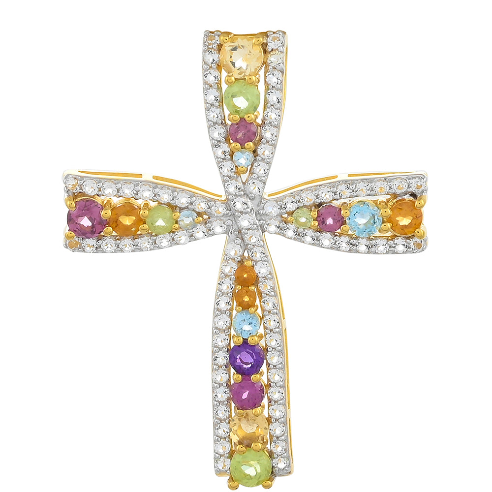 Goldplattierter Silberanhänger mit Rhodolith Granat und Citrin aus Madeira