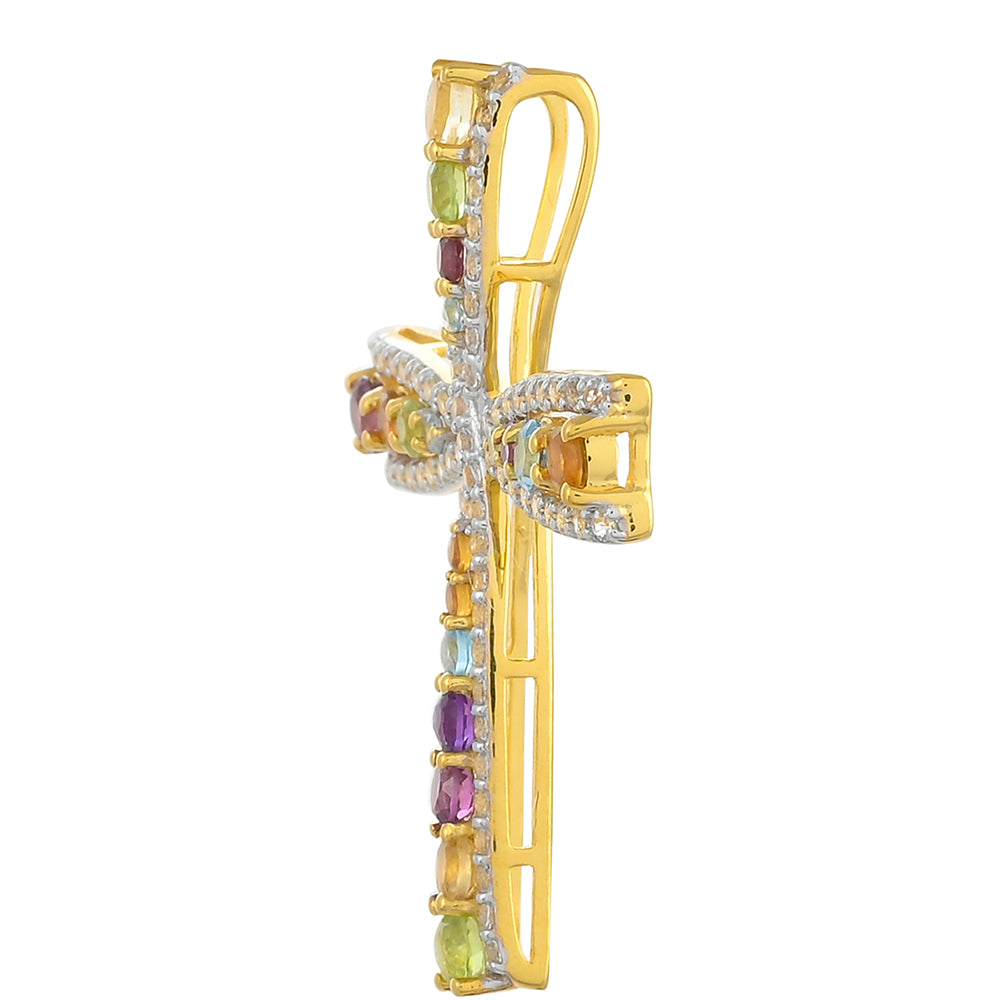 Goldplattierter Silberanhänger mit Rhodolith Granat und Citrin aus Madeira 2 